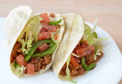 Tacos de vacuno con verduras